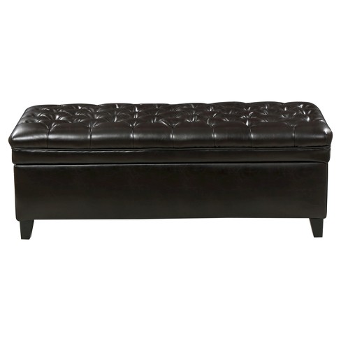 Hastings Tufted Faux Leather Storage Ottoman Christopher Knight Home Brown, Tufted Leather Storage Ottoman
