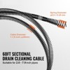VEVOR Drain Cleaning Cable 60 FT x 1-1/5 Inch, Professional Sectional Drain Cleaner Cable with 6 Cutters for 2.0" to 7.9" Pipes - 3 of 4