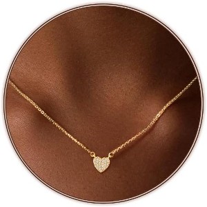 Gold Silver Plated Heart Choker Necklace Dainty Love Jewelry Gift - 1 of 4