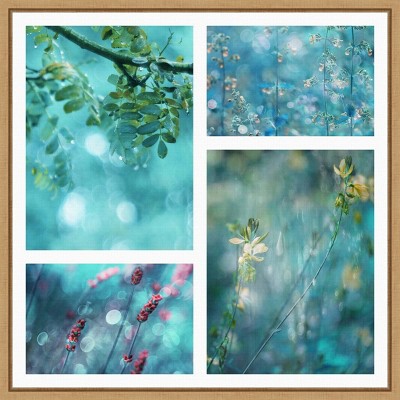 16" x 16" Life is Beautiful Floral Blues by Delphine Devos Framed Wall Canvas - Amanti Art