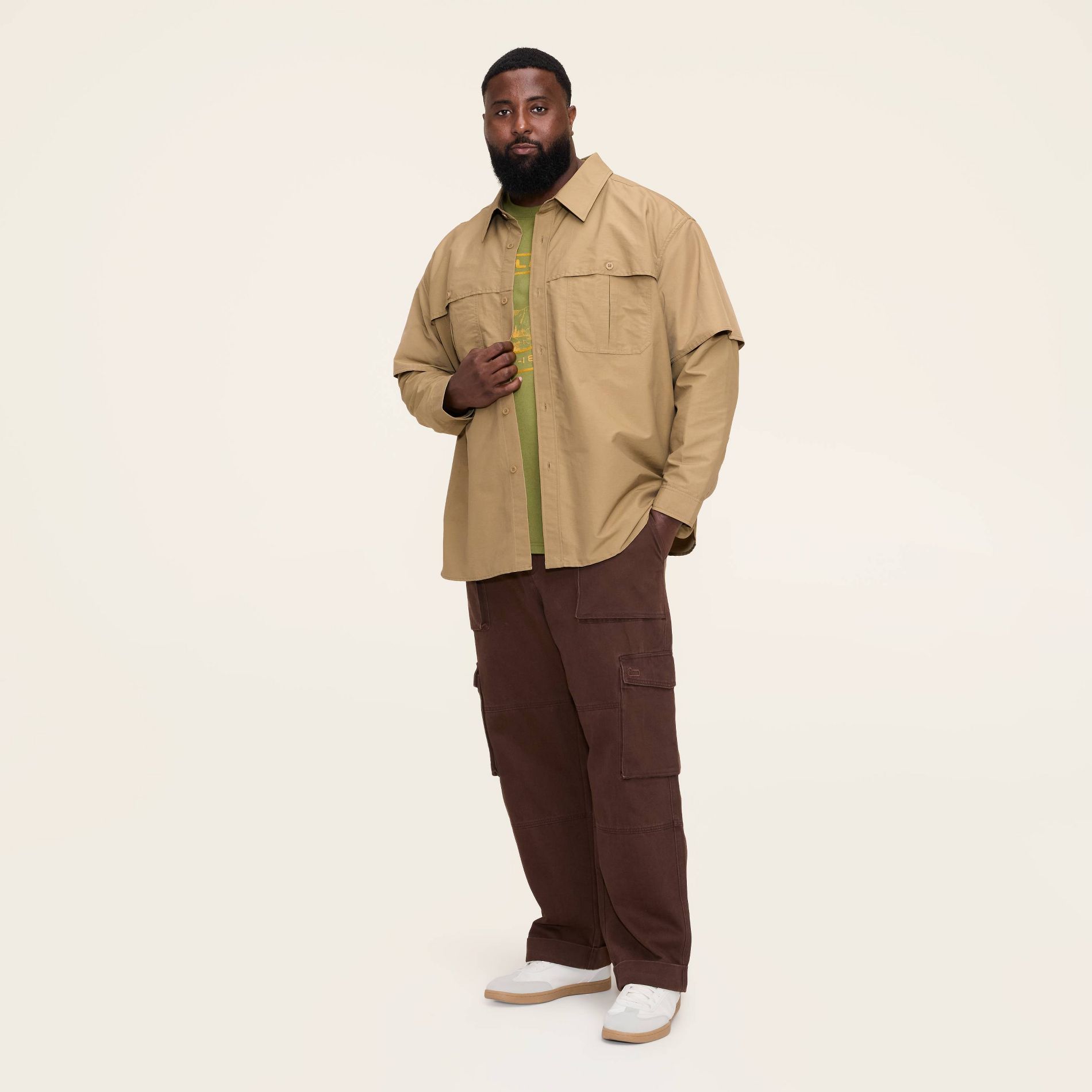 Men's Big & Tall Long Sleeve Collared Button-Down Fishing Shirt - Woolrich x Target Khaki 4XLT