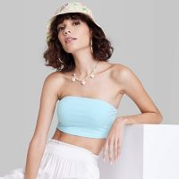 Wild Fable Women's Solid-Color Slim Fit Sleeveless Pullover Cropped Tube Top (Size: M in Light Blue)