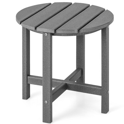 Tangkula 18"Adirondack Side Table Weather Resistant HDPE Garden Patio Grey