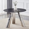 FONTOI 42"Round End Table with Metal Legs, Side Table with Marble Top for Living Room Bedroom Office, Black, 42"*29.5"*42" - 2 of 4