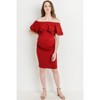 Hello Miz Women's Off Shoulder Double Ruffle Maternity Dress - 4 of 4