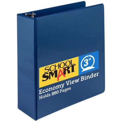 School Smart Round Ring View Binder, Polypropylene, 3 Inches, Blue