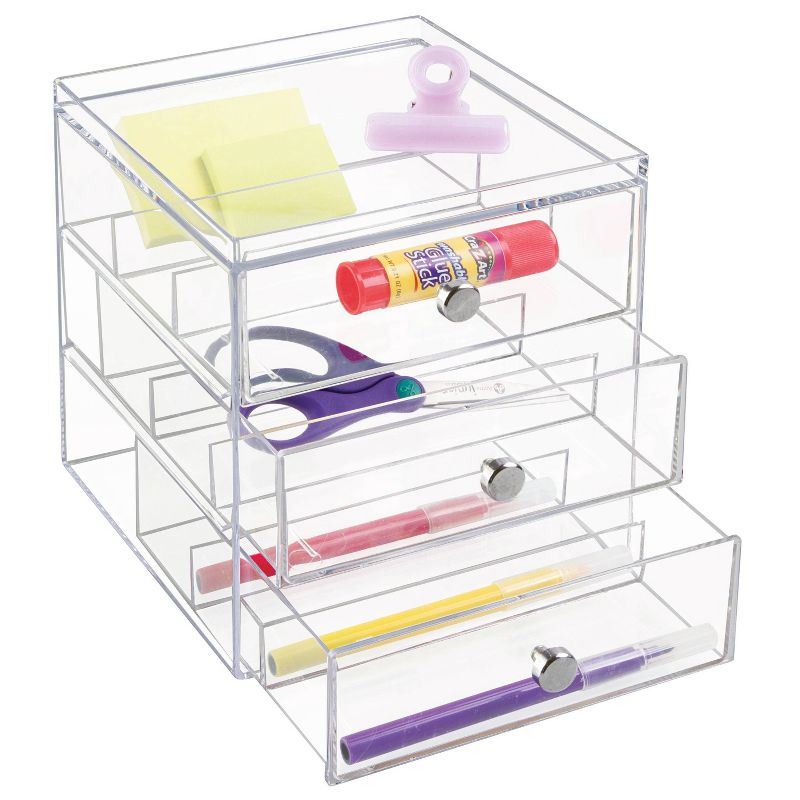 iDESIGN Plastic Slim 3-Drawer Desk Organization Set Clear, 5 of 6