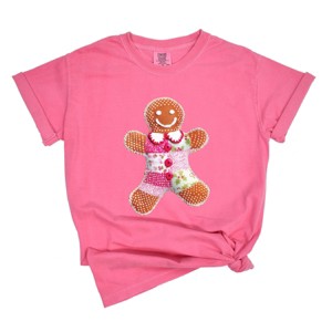 Gingerbread Polka Dot Patchwork Print - Women's Garment Dyed Graphic T-Shirt - 1 of 4