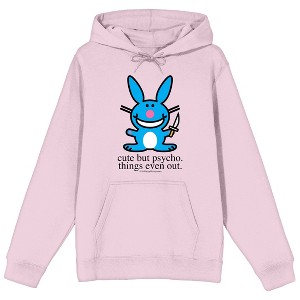 It's Happy Bunny Cute but Psycho on Cradle Pink Adult Hoodie - 1 of 2