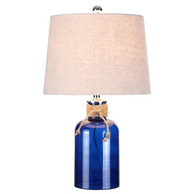 23.5" Glass Azure Bottle Table Lamp (Includes LED Light Bulb) Blue - JONATHAN Y