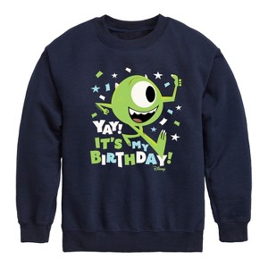 Boys' - Disney - Mike Yay It's My Birthday Graphic Long Sleeve Fleece Sweatshirt - 1 of 4