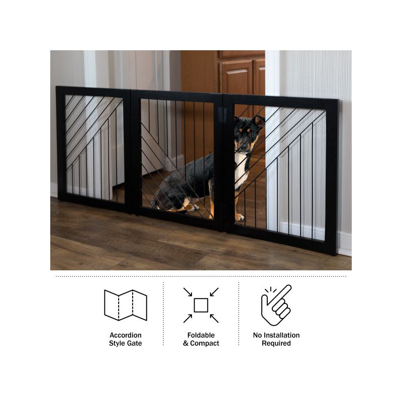 PETMAKER 3-Panel Foldable Pet Gate, Black, 4 of 8