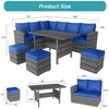 7-Piece Outdoor Dining Set for 9, PE Rattan Patio Table and Ottomans, Weatherproof Conversation Set for Backyard, Garden, Poolside - 2 of 4