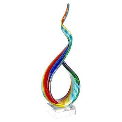HomeRoots 19" Rainbow Murano Glass Modern Abstract Tabletop Sculpture