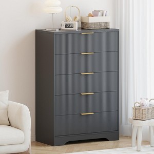 5 Drawer Dresser for Bedroom, 31.5"W Wooden Chest of Drawers with Gold Handle, Storage Dresser Organizer, Closet Dresser for Bedroom Hallway - 1 of 4