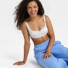 Women's Pointelle Ruched Front Scoop Bralette - Wild Fable™ - 3 of 4