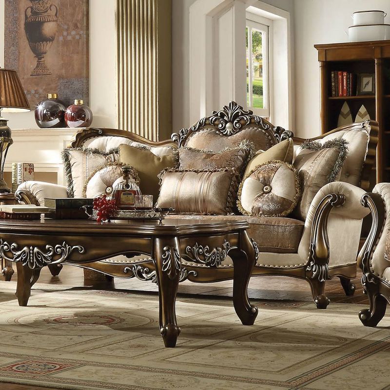 88&#34; Latisha Fabric Pattern Sofa Tan/Antique Oak - Acme Furniture, 1 of 7
