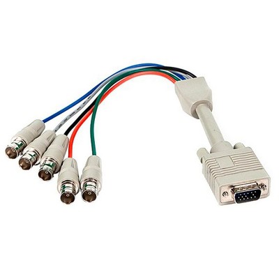 Monoprice VGA Cable - 1 Feet - Beige | HD15 Male to 5x BNC Female Adapter