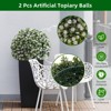 Artificial Flower Topiary Ball Set of 2, UV Resistant Faux Hanging Rose Ball, Fake Boxwood Decorative Balls with Hanging Chains and Zip Tiles - 3 of 4