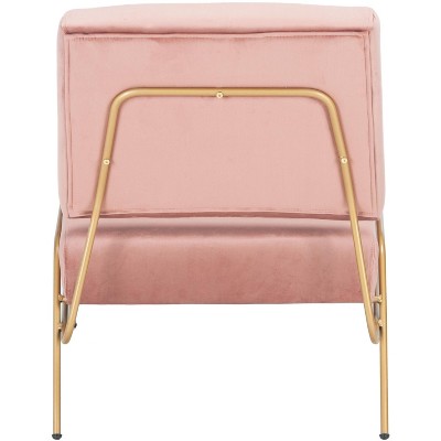 Dusty Rose Velvet and Gold Modern Accent Chair