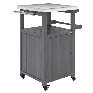 Aghana Digitals Brown Outdoor Kitchen Island Cart: Stainless Steel Top, Solid Wood Frame with - 1 of 4
