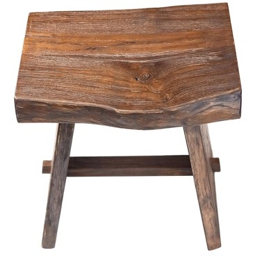Nordic Teak  Rustic Shower and Bath Stool with Curved Seat - Brown