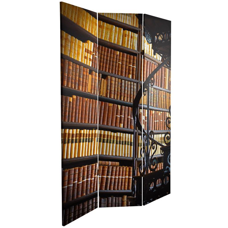 6&#34; Double Sided Library Canvas Room Divider, Brown - Oriental Furniture, Lightweight Spruce Frame, High Saturation Ink Print, No Assembly Required, 6 of 10