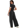 ATHLECHIC Women's 2 Piece Sets Short Sleeve Crew Neck Long Wide Leg with Pockets Pants - 4 of 4