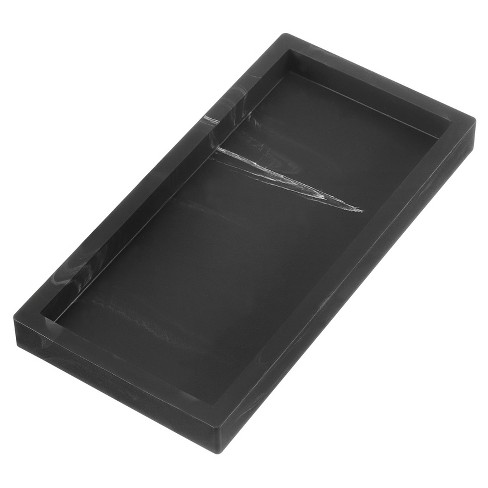 Unique Bargains Silicone Organizer Non-slip Bathroom Tray Black 1 Pcs ...