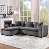 VYNXARIA 93.7" L-Shaped Upholstered Sectional Sofa with Wooden Storage Compartment, Gray - 3 of 4