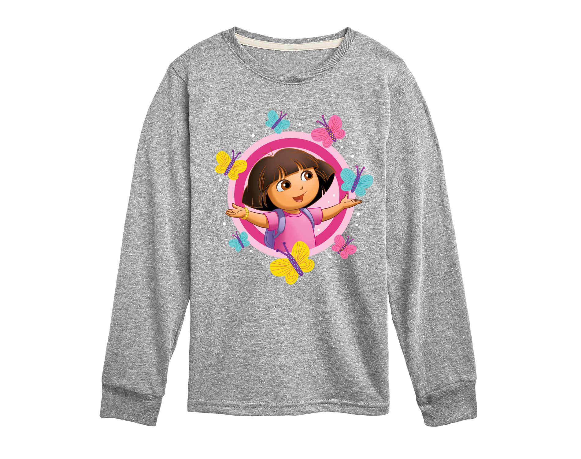 Boys' Dora the Explorer Butterflies Long Sleeve Graphic T-Shirt - Athletic Heather - 5T
