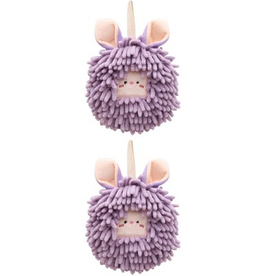 REGALWOVEN Cute Soft Absorbent Quick Drying Chenille Hanging Hand Towel 2 Pcs