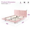 Lyngins Queen Size Upholstered Floating Bed Frame with LED Lights, PU Leather Platform Bed with Button-Tufted Headboard, Durable Wood/Metal Slats, - 3 of 4