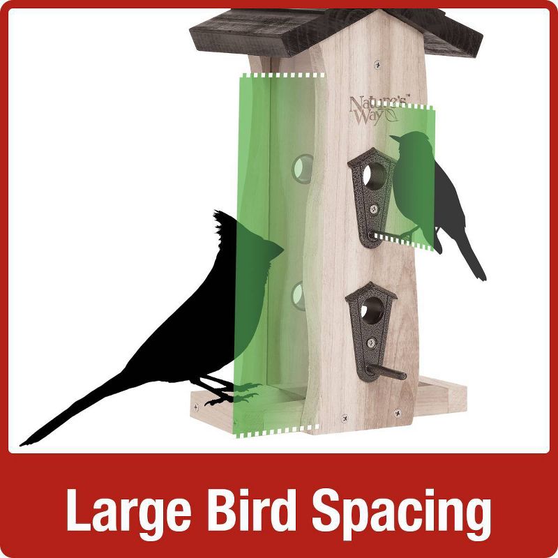 Nature&#39;s Way Bird Products 2qt Cedar Vertical Wave Bird Feeder 8.5&#34;, 4 of 7