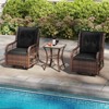 Costway 3 PCS Patio Furniture Set with 2-Tier Side Table and Cushions for Porch Brown/Black - 3 of 4