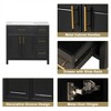 36" Bathroom Vanity With Sink Top Set Freestanding Bathroom Vanity Storage Cabinet With 2 Doors 3 Drawers  Black - 3 of 4