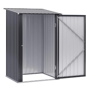Resenkos Storage Garden Shed,Garden Sheds,3.3' x 3.4' Lean-to Garden Storage Shed with Lockable Door, Dark Gray - 1 of 4