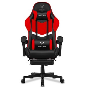 LUCKRACER Adjustable Reclining Ergonomic Faux Leather Swiveling PC & Racing Game Chair with Footrest - 1 of 4