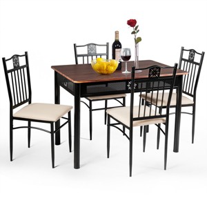 Tangkula 5 Piece Dining Set Wood Metal Table and Chairs Kitchen Furniture - 1 of 4