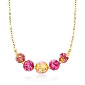 Ross-Simons Italian Multicolored Murano Glass Bead Necklace in 18kt Gold Over Sterling Size 18 - 1 of 4