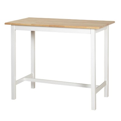 Natural and White Rubberwood 4-Piece Counter Height Dining Set