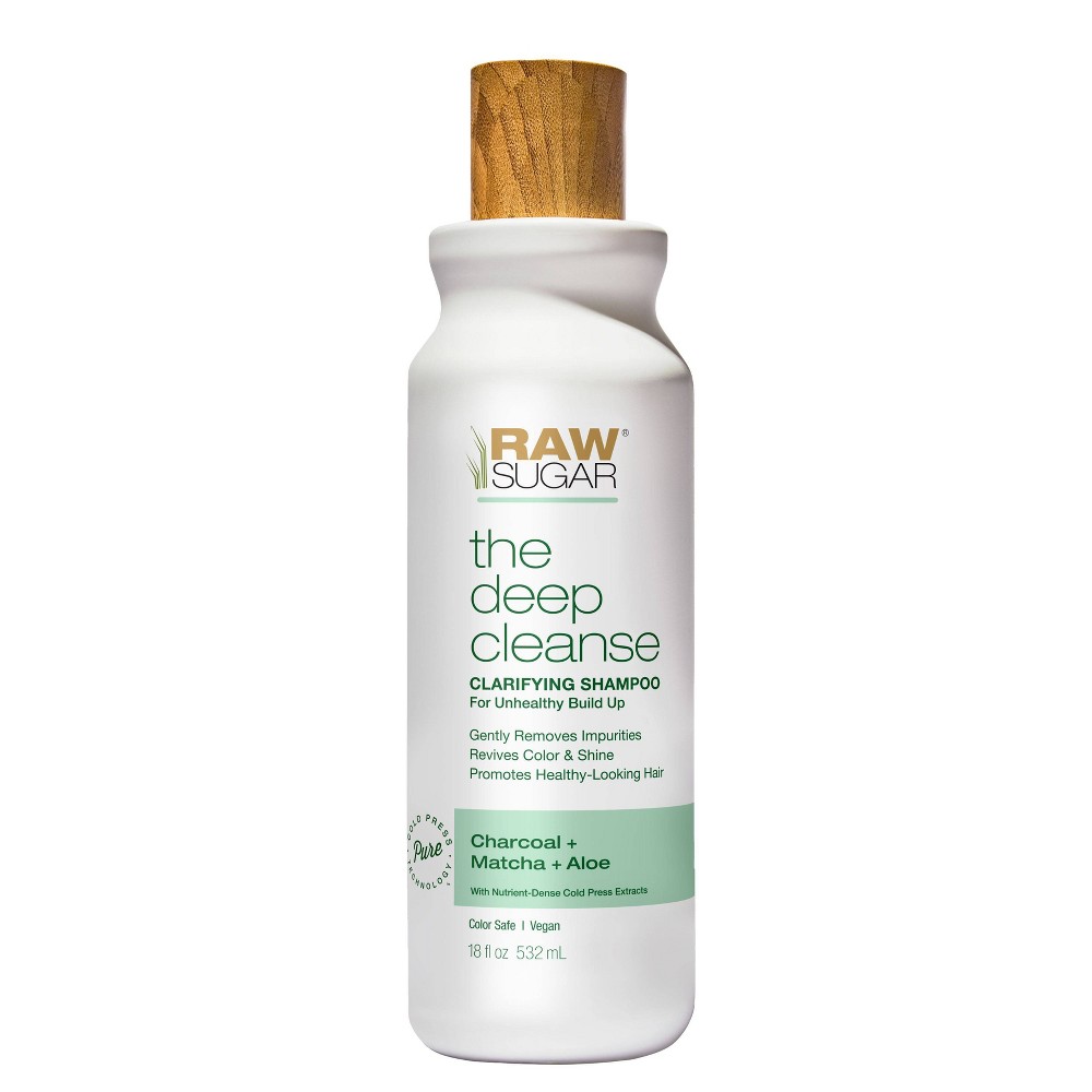 Photos - Hair Product Raw Sugar The Deep Cleanse Clarifying Shampoo - Charcoal + Matcha + Aloe - 18 fl oz