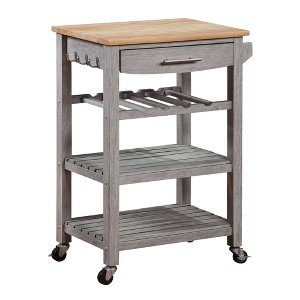 Ellaine 4 Tier Butcher Block Kitchen Cart with Drawer and Wine Rack -  Breighton Home - 1 of 4