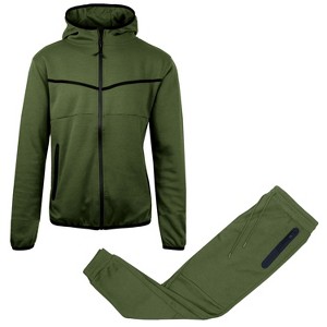 Galaxy by Harvic  Men's Tech Fleece Hoodie and Jogger 2 Piece Set - 1 of 4