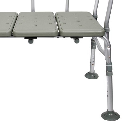 Gray Adjustable Plastic Bath Transfer Bench with Backrest