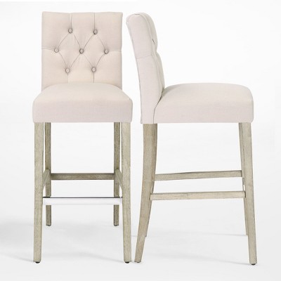 WestinTrends 24" Linen Fabric Tufted Counter Stool