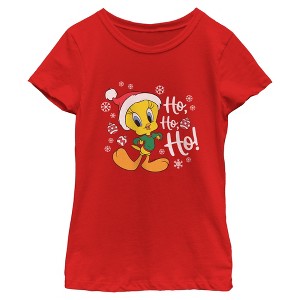 Girls Looney Tunes Ho ho ho! Tweety T Shirt - 1 of 4