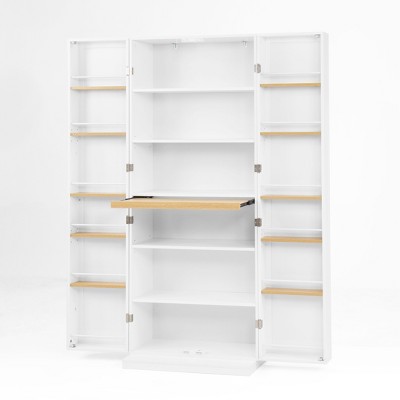 VANIRROR White Kitchen Pantry Cabinet, Freestanding Storage with Doors & Adjustable Shelves, Buffet Cupboard, Sideboard for Living Room, Dining Room