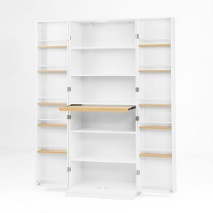 VANIRROR White Kitchen Pantry Cabinet, Freestanding Storage with Doors & Adjustable Shelves, Buffet Cupboard, Sideboard for Living Room, Dining Room - 1 of 3