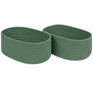 Aoibox Woven Cotton Rope Storage Baskets Set of 2 Green Closet Organizer Bins Soft Skin-Friendly Decorative Durable 12x8x5 Inch - 1 of 4